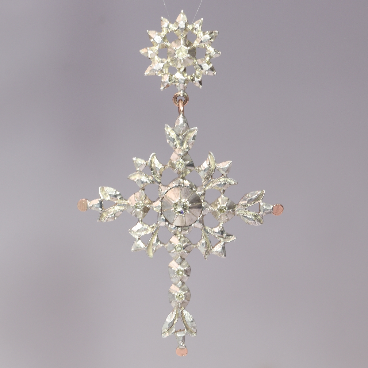 Antique Victorian Flemish cross with rose cut diamonds